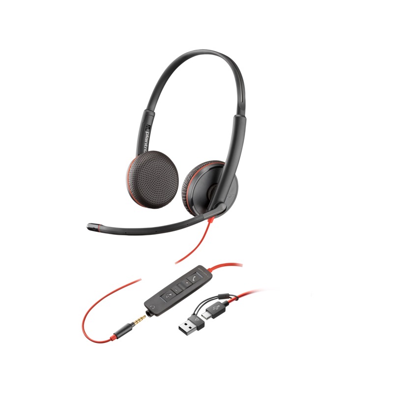 Poly Blackwire 3225 USB-C + Jack 3,5 mm+ Adaptador USB-C/A 