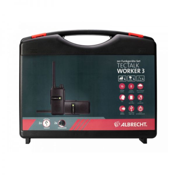 Albrecht Tectalk Trabalhador Pack 3 - 2 walkie-talkies com carregadores e dois micro auriculares