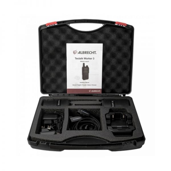 Albrecht Tectalk Trabalhador Pack 3 - 2 walkie-talkies com carregadores e dois micro auriculares