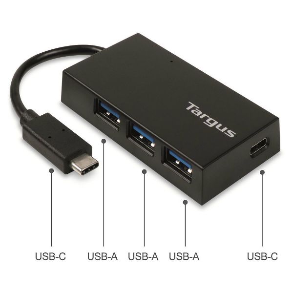 Hub USB-C com 3 portas USB-A e 1 USB-C 