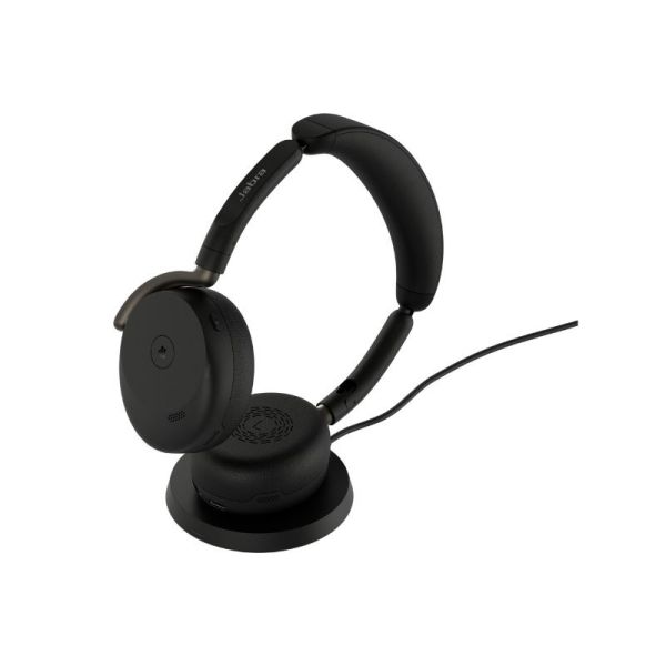 Jabra Evolve3 65 Flex MS headset with wireless charging pad