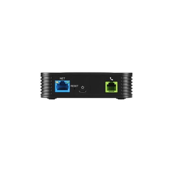 Grandstream HT801 V2 rear panel with FXS phone port and Ethernet connection