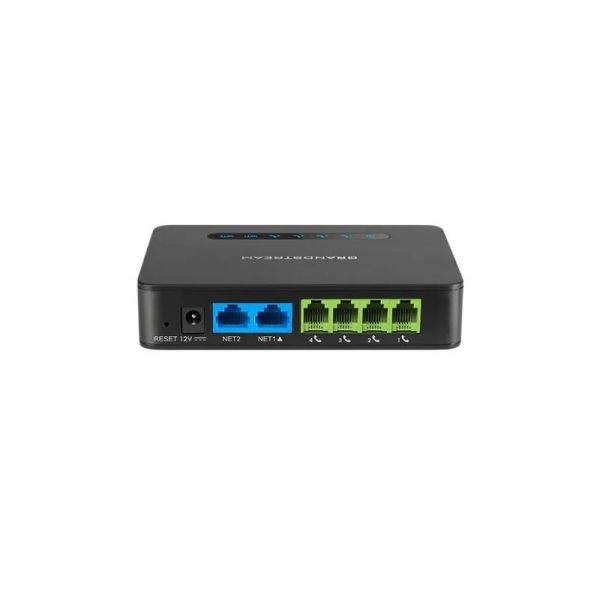 Grandstream HT814 V2 HandyTone rear panel with four RJ11 FXS ports and two Gigabit Ethernet ports