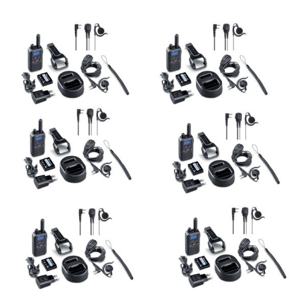 Pack de 6 Midland BR180 + 6 Kit auricular de contorno 2 pin Kenwood