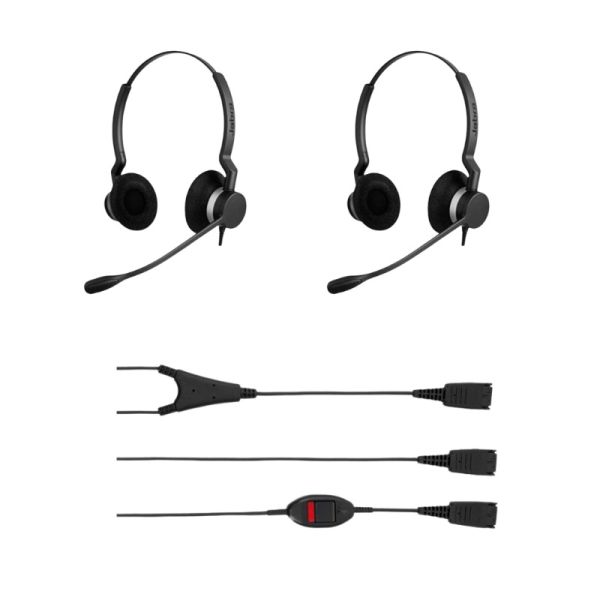 Pack 2 Jabra BIZ 2300 Duo QD + Cabo Y com tecla mute