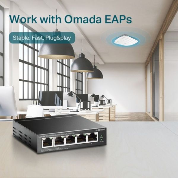 Switch TP-Link TL-SG1005P PoE Preto