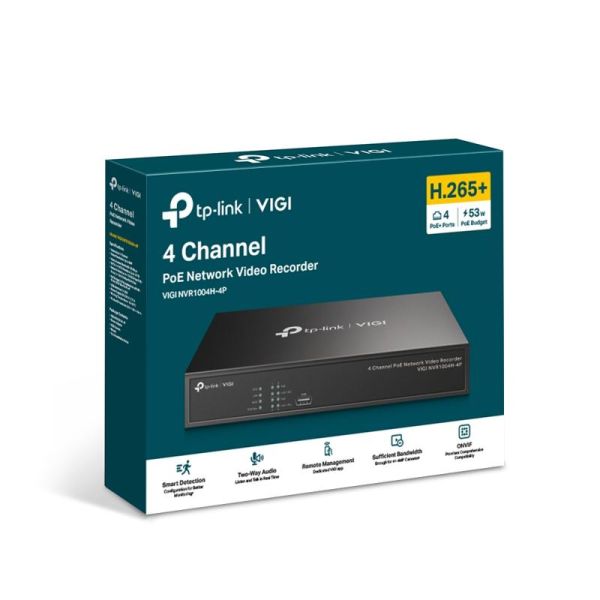 TP-Link VIGI NVR1004H-4P | NVR 4 Canais com 4 Portas PoE