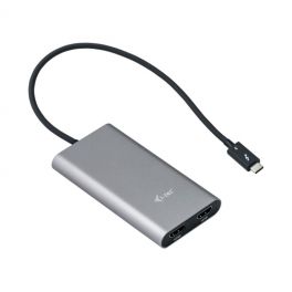 i-tec TB3DUAL4KHDMI cabo de interface/adaptador de género Thunderbolt 3 2 x Display Port Cinzento, Turquesa