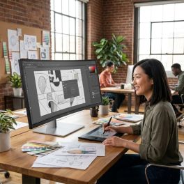 HP Monitor DQHD curvo E45c G5