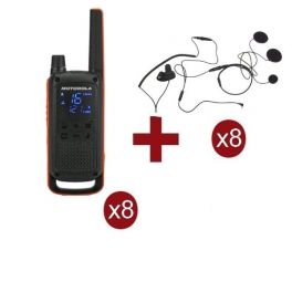 Pack de 8 Motorola Talkabout T82 + 8 auriculares de capacete de moto