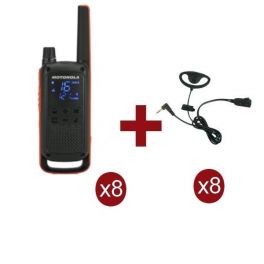 Pack de 8 Motorola Talkabout T82 + 8 kits mãos livres gancho de orelha