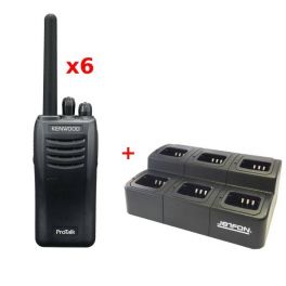 Pack Kenwood TK-3501 e carregador múltiplo Jetfon para Kenwood (6 posições)