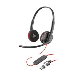 Ascultadores Poly Blackwire 3220 USB-C MS+ Adaptador USB-C/A 