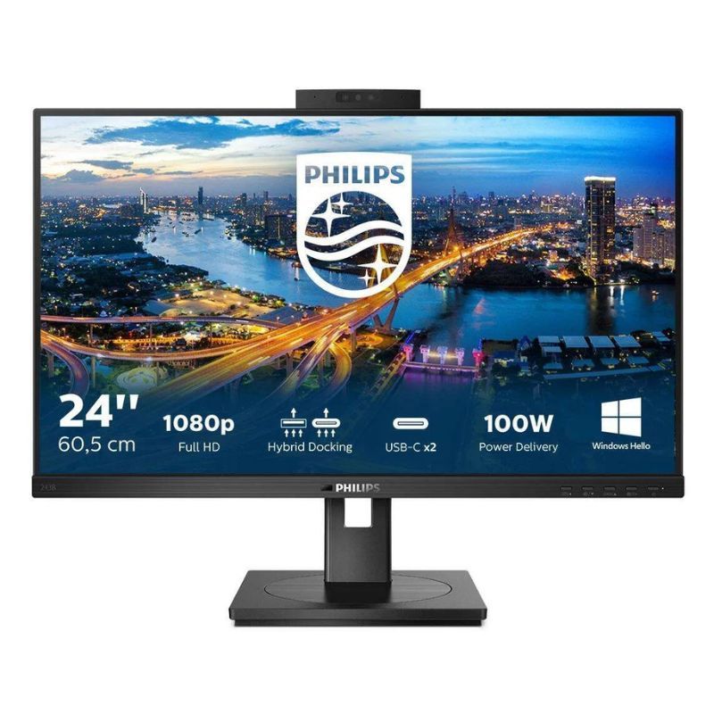 Philips 243B1JH Monitor 24 USB C Docking Webcam