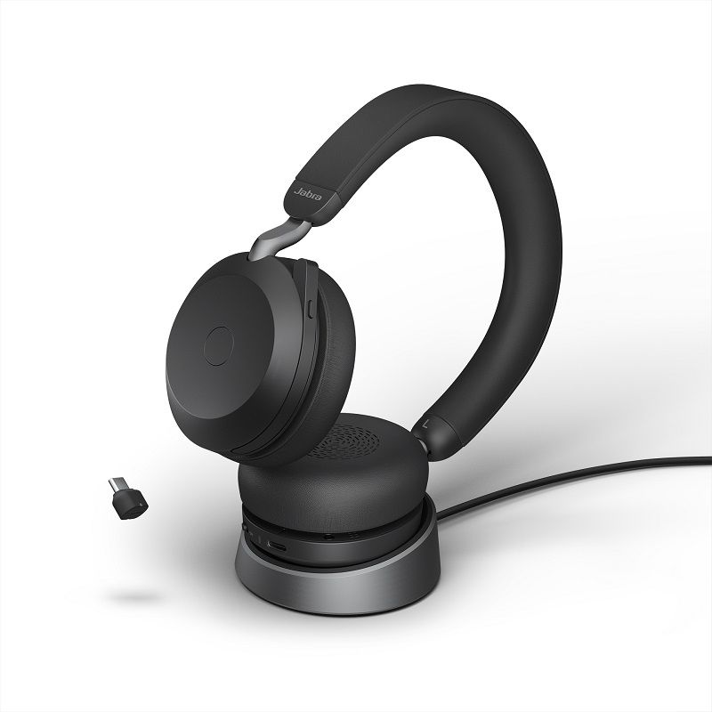 Jabra Evolve2 75 USB-C MS com suporte de carga