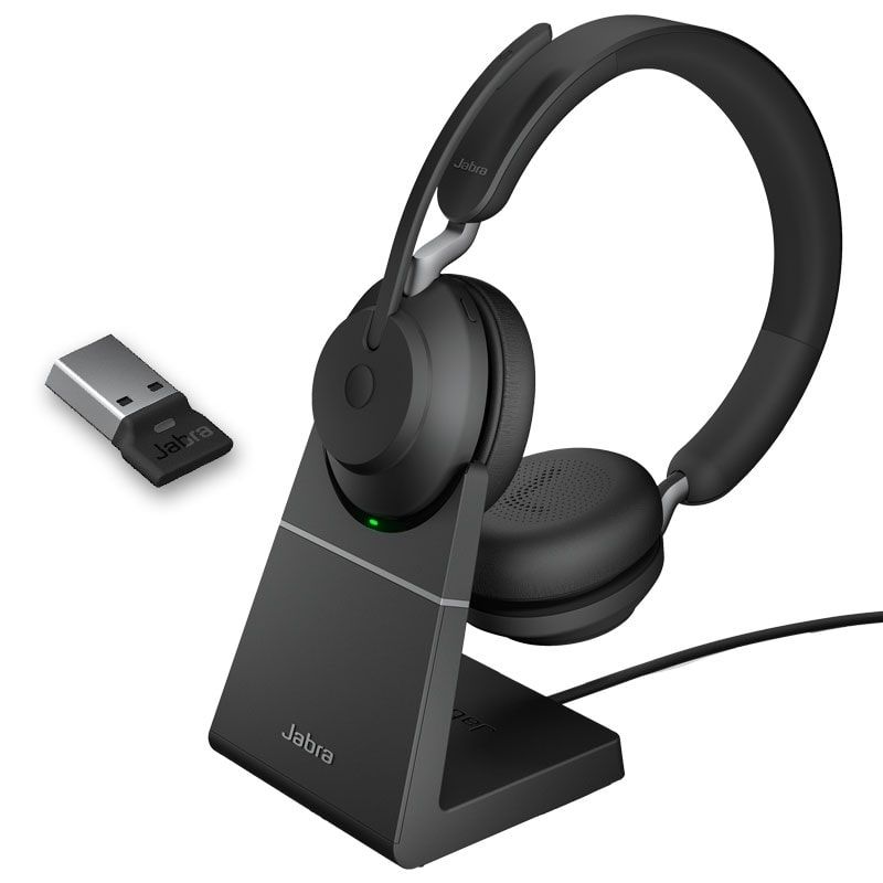 Jabra Evolve2 65 USB-A MS Stereo com suporte de carga - Preto