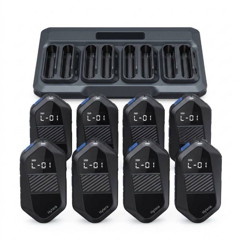 Pack de 8 walkie talkies PMR446 Hytera S1E + carregador múltiplo
