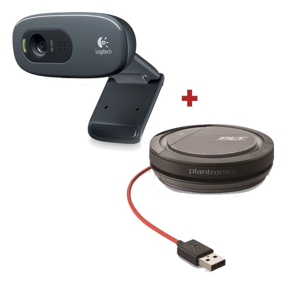 Pack Logitech C270 webcam com Plantronics Calisto 3200 - USB-A