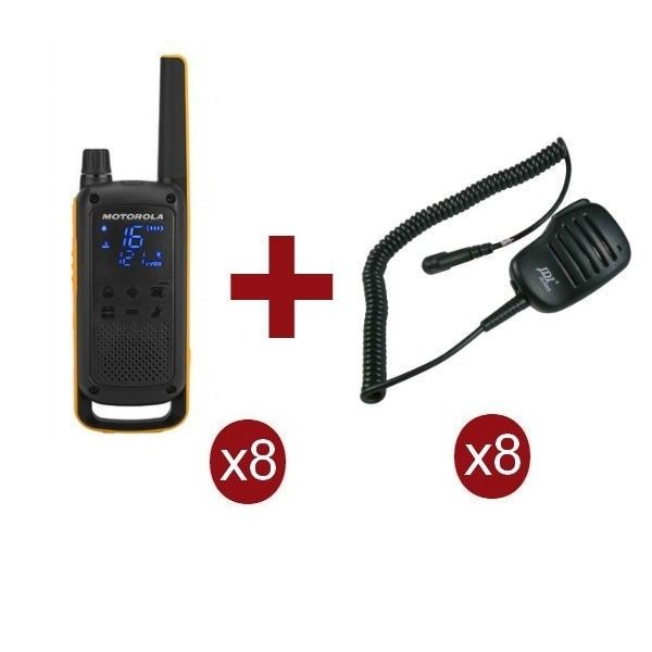 Pack de 8 Motorola Talkabout T82 Extreme + 8 microfones de lapela