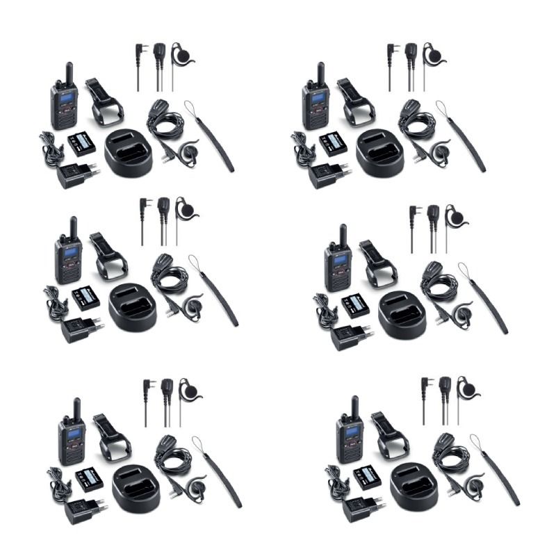 Pack de 6 Midland BR180 + 6 Kit auricular de contorno 2 pin Kenwood