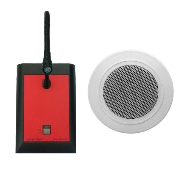 Microfone de pulpito e altavoz de teto para Ligateam