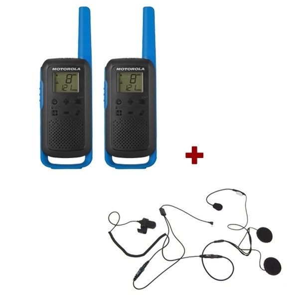Motorola Talkabout T62 (azul) + 2 kits auriculares para capacete