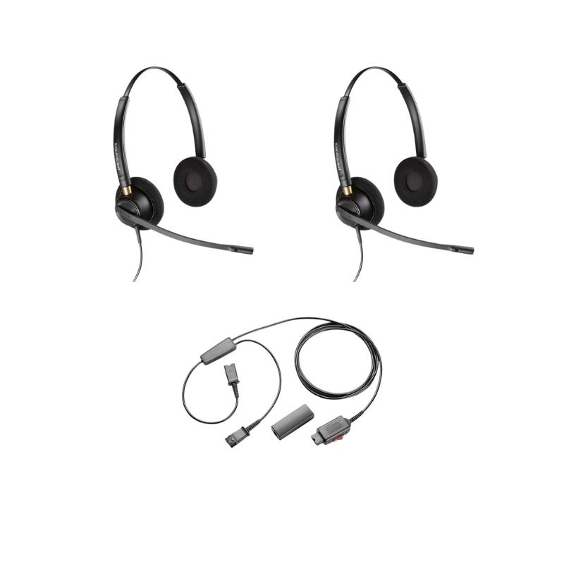 Pack 2 Plantronics EncorePro HW520 + Cabo Y de escuta dupla