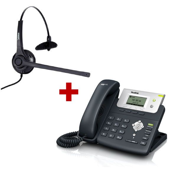 Telefone SIP Yealink T21P + Auricular Freemate DH037-U-GY