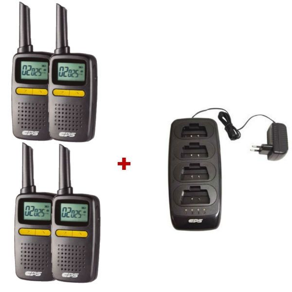 Pack de 4 walkie talkies CPS CP225 + 1 carregador múltiplo