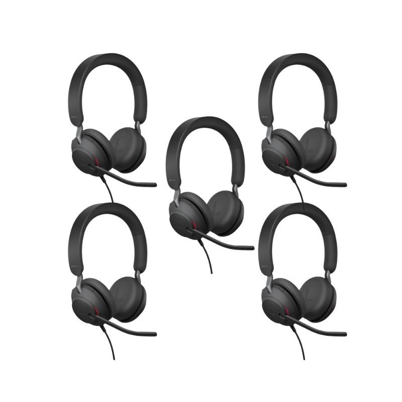 Pack de 5 Jabra Evolve2 40 USB-C/A MS Stereo SE para escritório