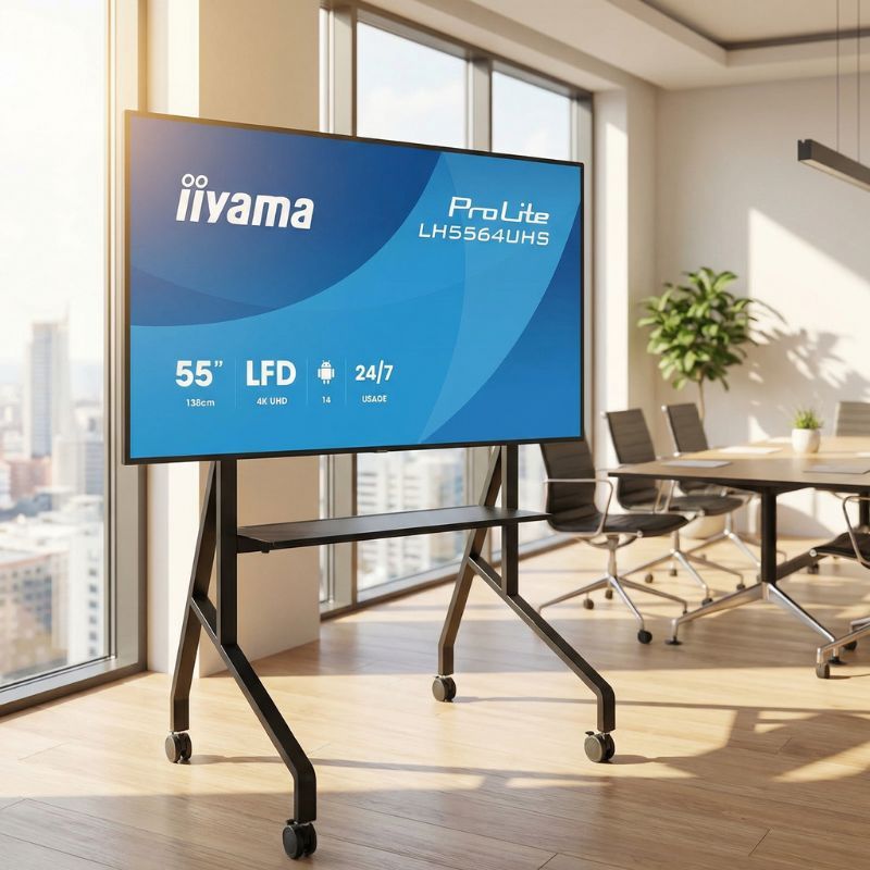 Pack iiyama ProLite LH5564UHS-B1AG 55" 4K + Suporte de Chão com Rodas Neomounts FL50-525BL1
