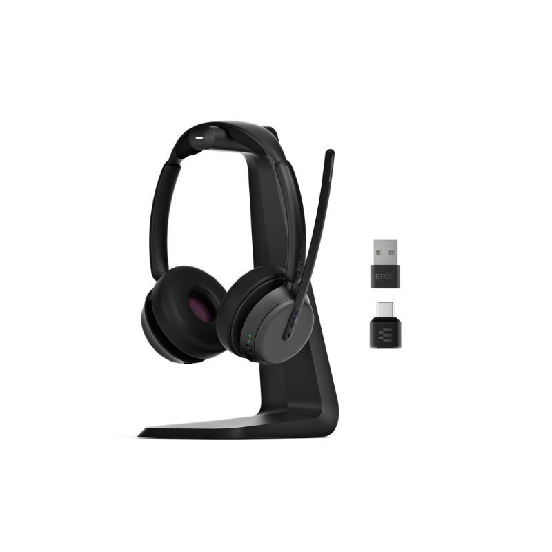 EPOS IMPACT 1000 USB-C Duo com dongle e base de carregamento