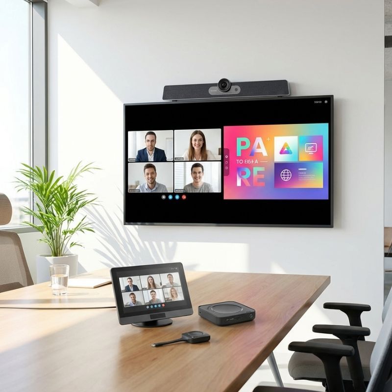 Pack ecrã Maxhub CMA-55 + barra de vídeo Maxhub UC S07 + Barco ClickShare Hub Core