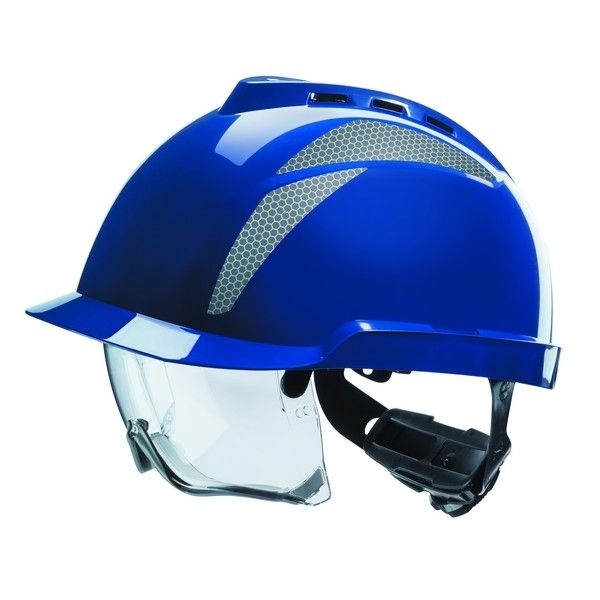 Capacete MSA V-Gard 930 - com ventilação e com  óculos integrados - Azul