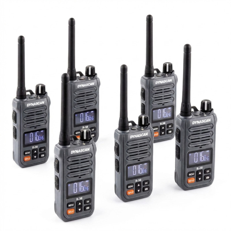Pack 6 walkie talkies PMR446 Dynascan R38
