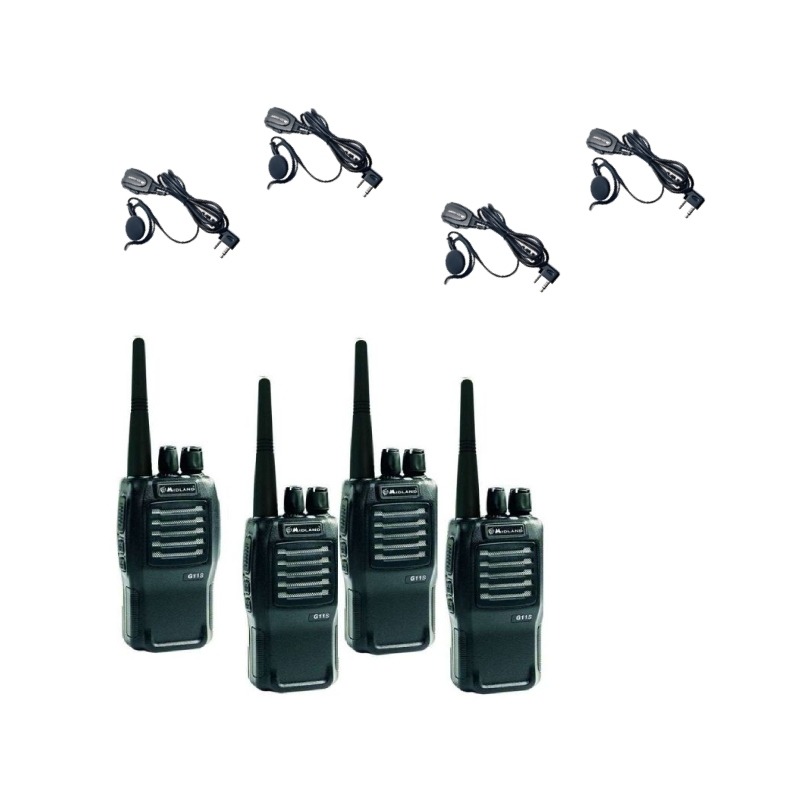 Pack quarteto Midland G11 Pro + 4 microfones BA21