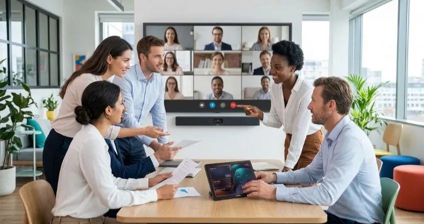 Reunião por videoconferência com soluções Yealink