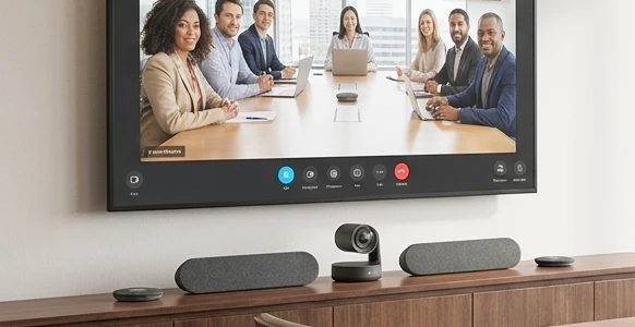 Kits Logitech para Salas Microsoft Teams e Google Meet