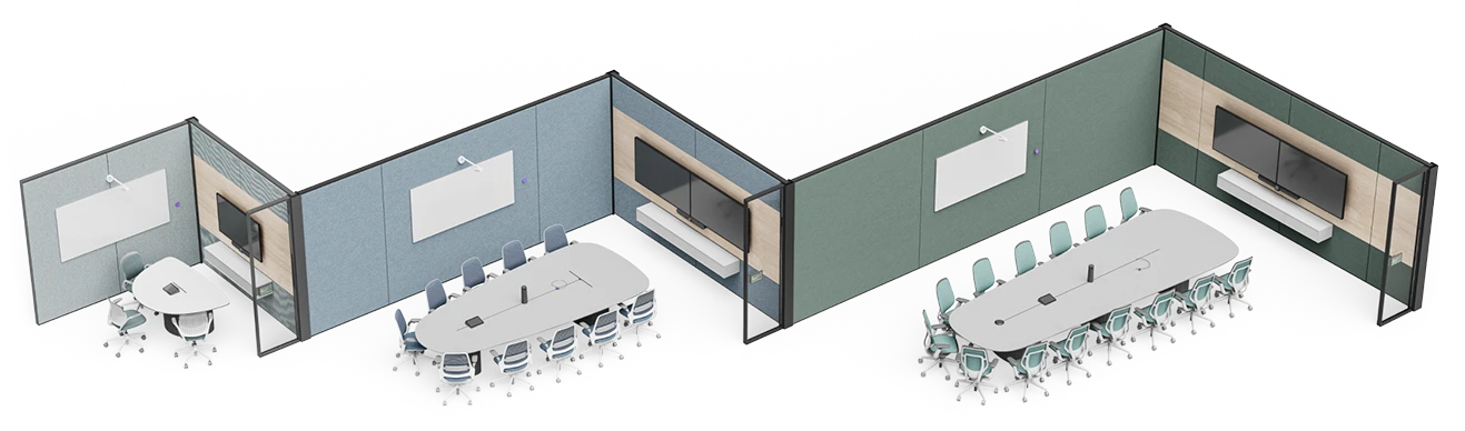 Soluções Logitech de acordo com a dimensão da sala