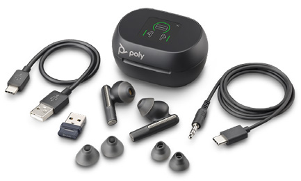 Poly Voyager Free 60+ UC USB-A noir + boîtier tactile
